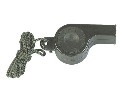 US Signalpfeife Kunststoff Oliv mit Kordel